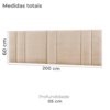 Cabeceira Modulada King 200 cm Com Led Linho Bege VConcept