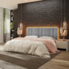 Cabeceira Modulada King 200 cm Com Led Linho Cinza Milani Store