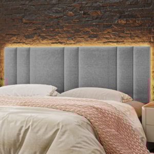 Cabeceira Modulada King 200 cm Com Led Linho Cinza VConcept