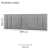 Cabeceira Modulada King 200 cm Com Led Linho Cinza VConcept