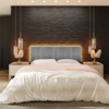 Cabeceira Modulada King 200 cm Com Led Linho Cinza VConcept