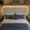 Cabeceira Modulada King 200 cm Organica Com LED Linho Bege VCONCEPT