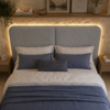 Cabeceira Modulada King 200 cm Organica Com LED Linho Cinza VCONCEPT