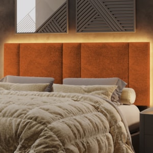 Cabeceira Modulada Queen 160 cm Com Led Boucle Terracota Milani Store