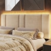 Cabeceira Modulada Queen 160 cm Com Led Linho Bege Milani Store