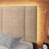 Cabeceira Modulada Solteiro 90 cm Com Led Boucle Bege Milani Store