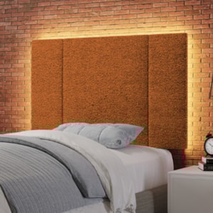 Cabeceira Modulada Solteiro 90 cm Com Led Boucle Terracota Milani Store
