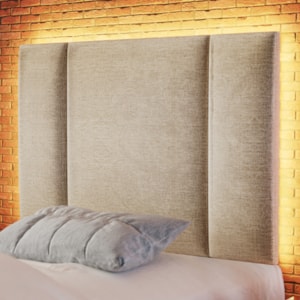 Cabeceira Modulada Solteiro 90 cm Com Led Linho Bege Milani Store