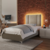 Cabeceira Modulada Solteiro 90 cm Com Led Linho Bege Milani Store