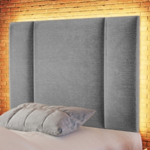 Cabeceira Modulada Solteiro 90 cm Com Led Linho Cinza Milani Store