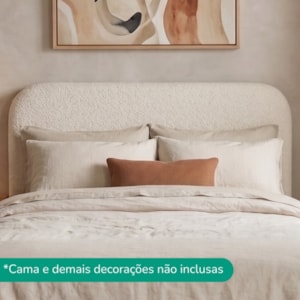 Cabeceira Painel Suspenso Casal 140 cm Alana Organica Boucle Bege Artte