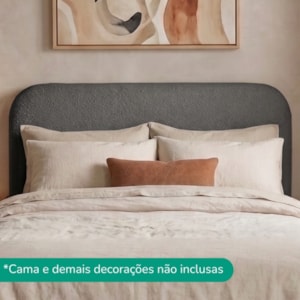 Cabeceira Painel Suspenso Casal 140 cm Alana Organica Boucle Cinza Artte