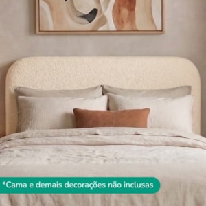 Cabeceira Painel Suspenso Casal 140 cm Alana Organica Boucle Creme Artte