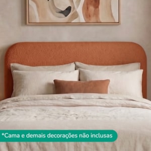 Cabeceira Painel Suspenso Casal 140 cm Alana Organica Boucle Terracota Artte