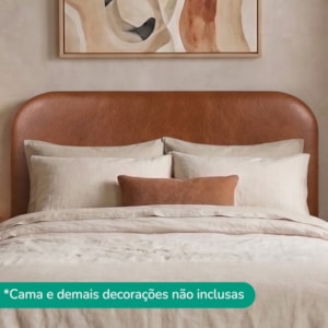 Cabeceira Painel Suspenso Casal 140 cm Alana Organica Corino Avela Camel Artte