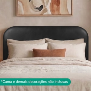 Cabeceira Painel Suspenso Casal 140 cm Alana Organica Corino Preto Artte