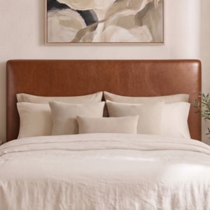 Cabeceira Painel Suspenso Casal 140 cm Luna Retangular Corino Avela Camel Artte
