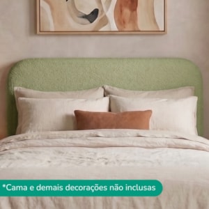 Cabeceira Painel Suspenso Casal 160 cm Alana Organica Boucle Oliva Artte