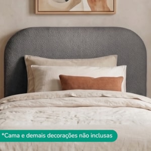 Cabeceira Painel Suspenso Solteiro 100 cm Alana Organica Boucle Cinza Artte