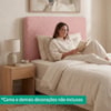 Cabeceira Painel Suspenso Solteiro 100 cm Luna Retangular Boucle Rosa Artte
