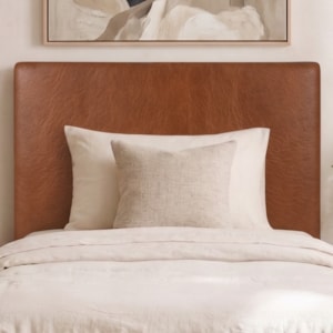 Cabeceira Painel Suspenso Solteiro 100 cm Luna Retangular Corino Avela Camel Artte