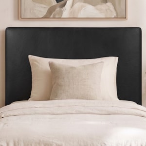 Cabeceira Painel Suspenso Solteiro 100 cm Luna Retangular Corino Preto Artte