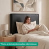 Cabeceira Painel Suspenso Solteiro 100 cm Luna Retangular Corino Preto Artte