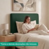 Cabeceira Painel Suspenso Solteiro 100 cm Luna Retangular Linho Verde Musgo Artte