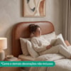 Cabeceira Painel Suspenso Solteiro 90 cm Alana Organica Corino Avela Camel Artte