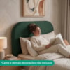 Cabeceira Painel Suspenso Solteiro 90 cm Alana Organica Linho Verde Musgo Artte