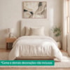 Cabeceira Painel Suspenso Solteiro 90 cm Luna Retangular Boucle Bege Artte