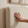 Cabeceira Painel Suspenso Solteiro 90 cm Luna Retangular Linho Bege Champanhe Artte