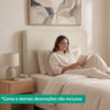 Cabeceira Painel Suspenso Solteiro 90 cm Luna Retangular Linho Bege Champanhe Artte
