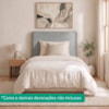 Cabeceira Painel Suspenso Solteiro 90 cm Luna Retangular Linho Cinza Artte
