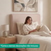 Cabeceira Painel Suspenso Solteiro 90 cm Luna Retangular Linho Rose Artte