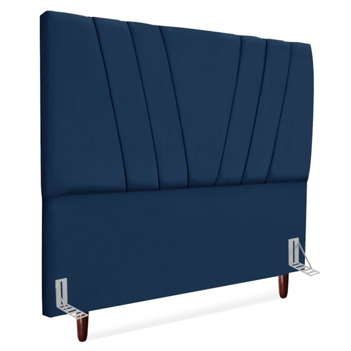 Cabeceira Queen 160 cm Com Frame Belgica Suede Azul Marinho Artte