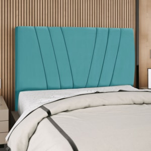 Cabeceira Queen 160 cm Com Frame Belgica Suede Azul Turquesa Artte