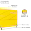 Cabeceira Queen 160 cm Com Frame Cristal Suede Amarelo Artte