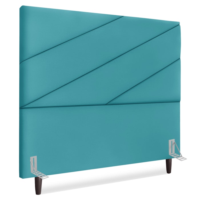 Cabeceira Queen 160 cm Com Frame Cristal Suede Azul Turquesa Artte