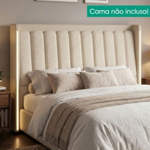 Cabeceira Queen 160 cm Lumina LED Com Frame Boucle TCA 310 Corino TCS 725 PEER