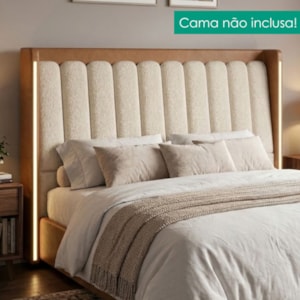 Cabeceira Queen 160 cm Lumina LED Com Frame Boucle TCA 310 Corino TCS 727 PEER