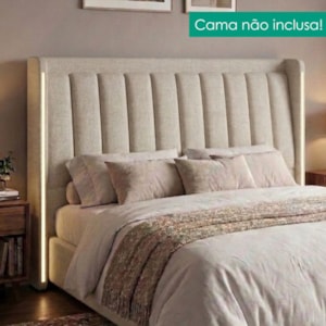 Cabeceira Queen 160 cm Lumina LED Com Frame Linho SL 71 PEER