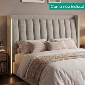 Cabeceira Queen 160 cm Lumina LED Com Frame Linho SL 77 PEER