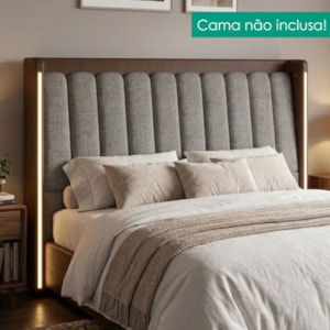 Cabeceira Queen 160 cm Lumina LED Com Frame Linho TCA 208 Corino TCS 721 PEER