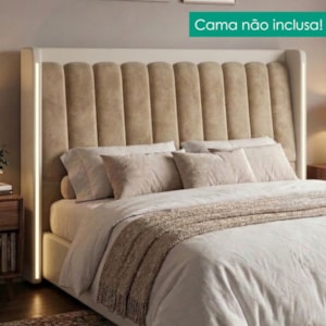 Cabeceira Queen 160 cm Lumina LED Com Frame Veludo TCA 312 Corino TCS 725 PEER