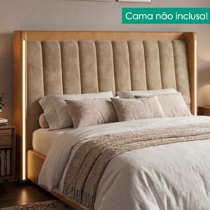 Cabeceira Queen 160 cm Lumina LED Com Frame Veludo TCA 312 Corino TCS 727 PEER