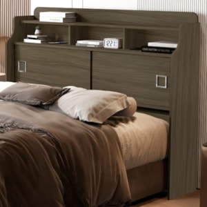 Cabeceira Queen 2 Portas 165 cm MDF Jessica Castanho Off Decmade