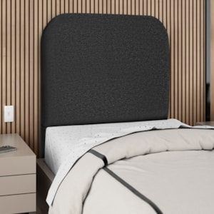 Cabeceira Solteiro 100 cm Com Frame Alana Linho Preto Artte