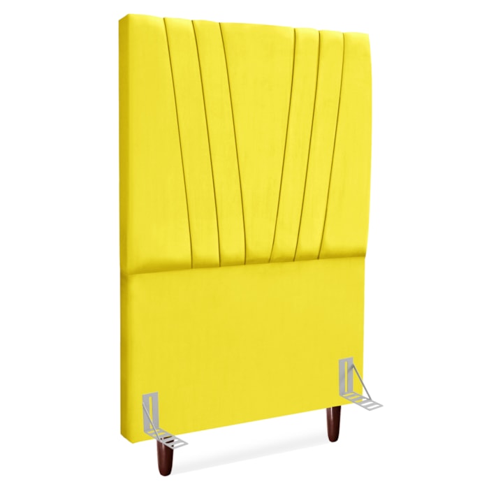 Cabeceira Solteiro 100 cm Com Frame Belgica Suede Amarelo Artte