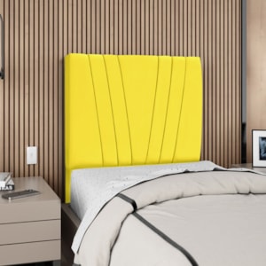 Cabeceira Solteiro 100 cm Com Frame Belgica Suede Amarelo Artte